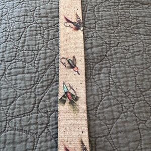 Volcom Beige Web Belt with Fly fishing design and Black Buckle